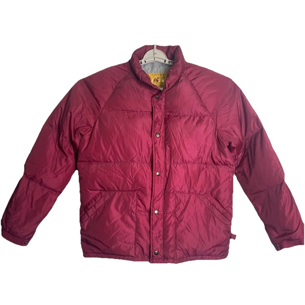 Vintage Camel Goose Down Jacket Puffer Womens Large‎ Outerwear Coat Burgundy Red